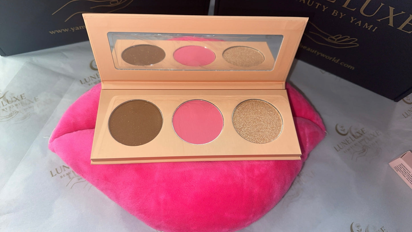 ✨ Lunéluxe Radiance Trio: Contour, Blush & Highlighter Palette