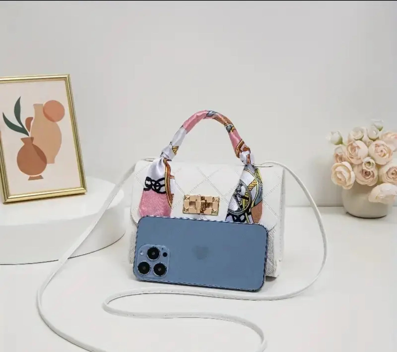 Elegant mini Small Crossbody Shoulder  Bag White