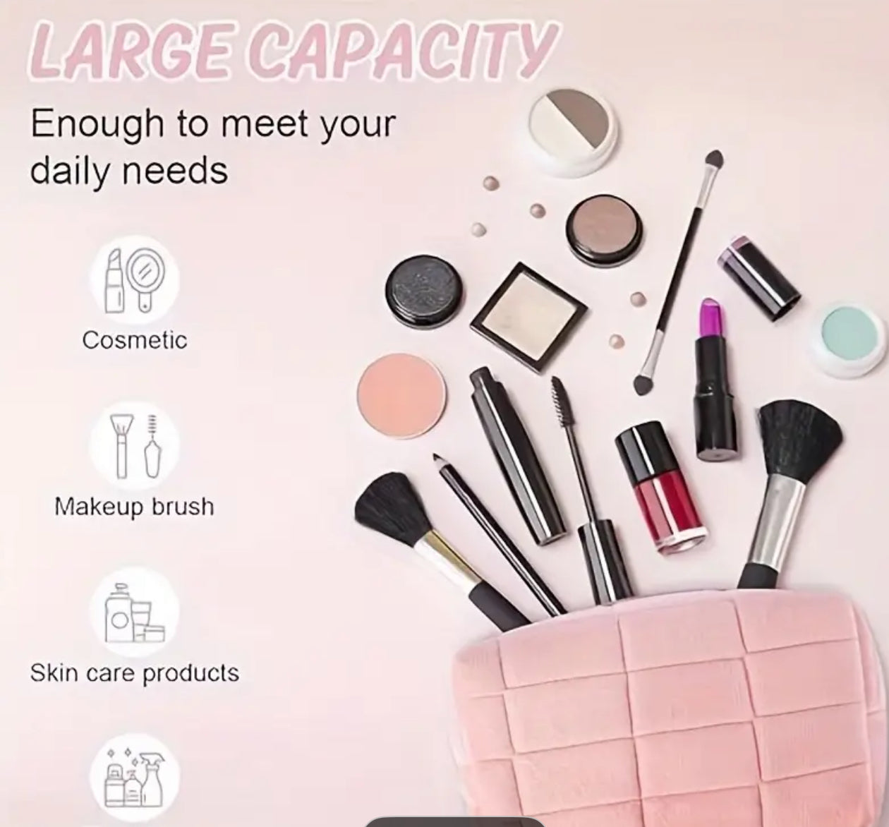 Plush Pink Makeup Bag